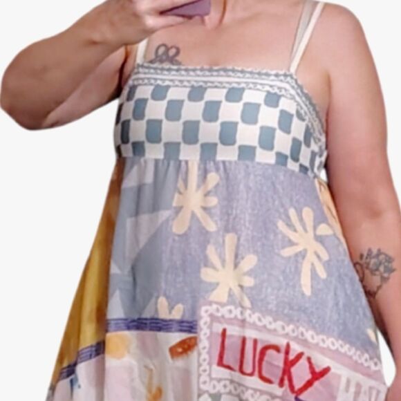 Europecore Sleeveless Picnic Print Smocked Back Midi Dress Medium - Picture 6 of 15